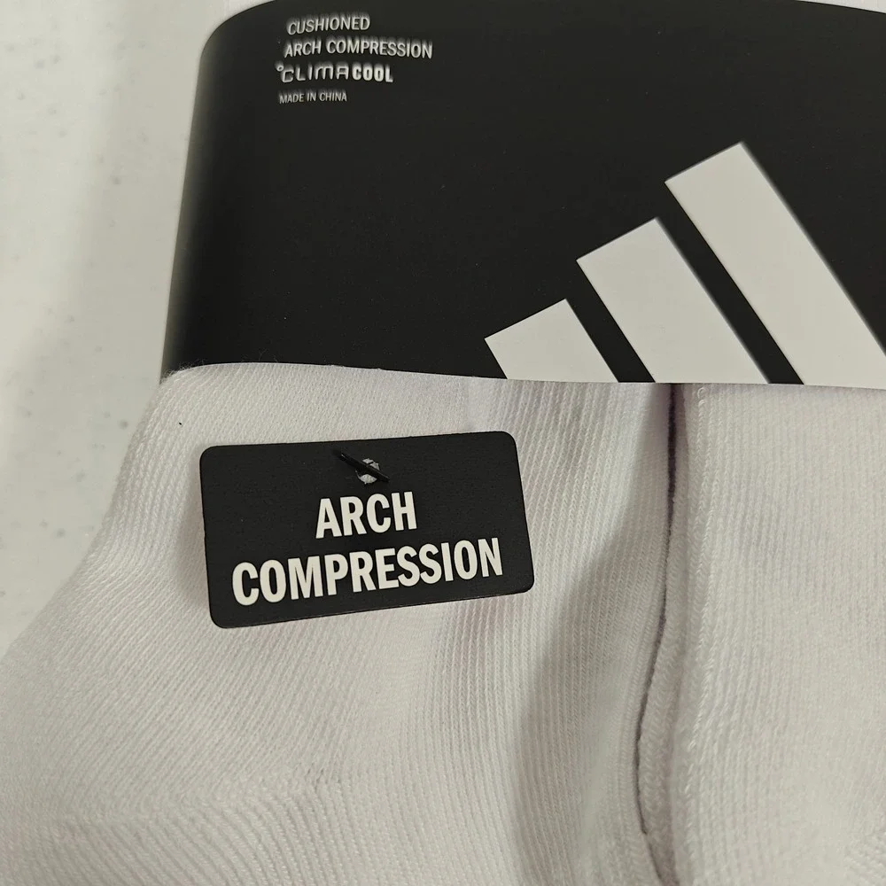 Adidas Mens Originals Quarter Ankle Soft Dry White Socks 6 Pairs Size Large 8-12